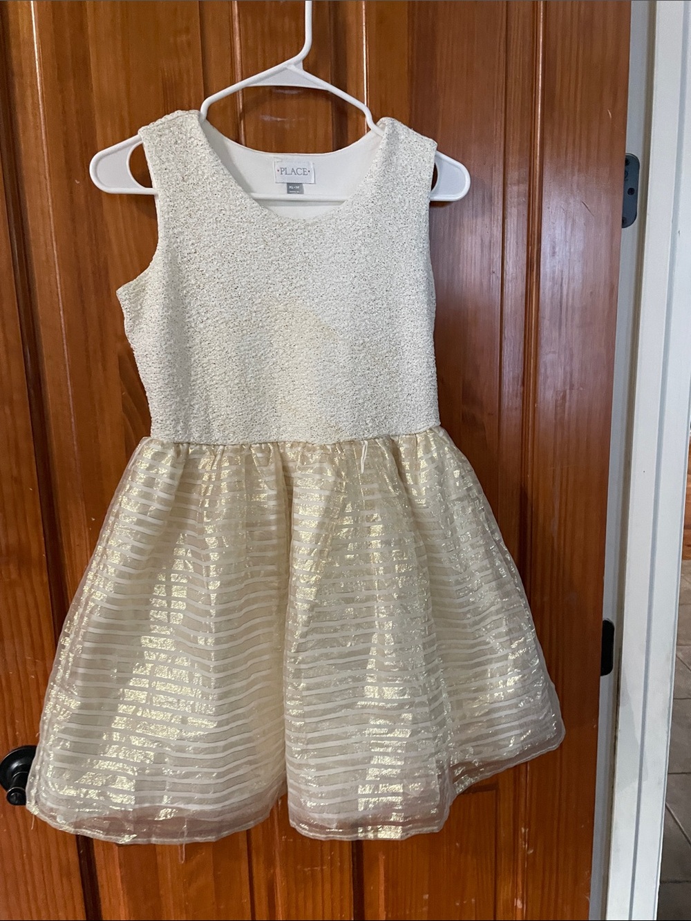 The Children's Place Cream Sparkle Striped Party Dress